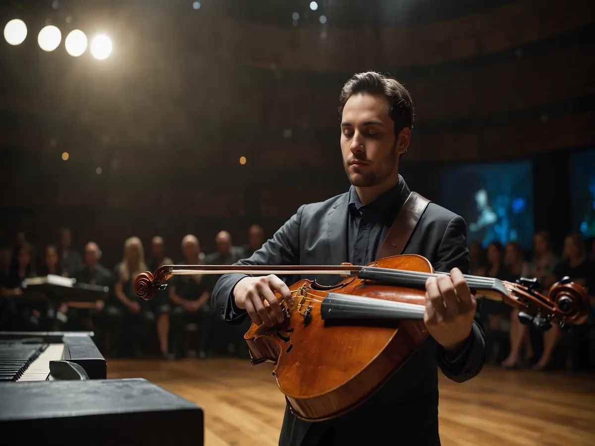 uomo con violoncello 